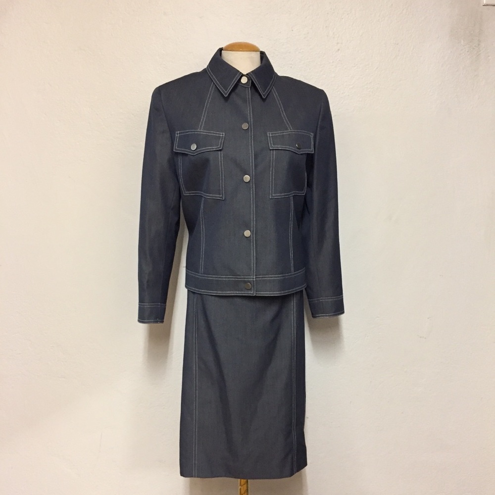 Lafayette 148 Denim look Skirt Suit, 12